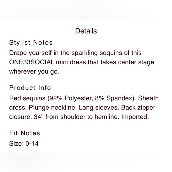 One33 Social Red Sequin Drape Dress size 8 - Picture 16 of 16